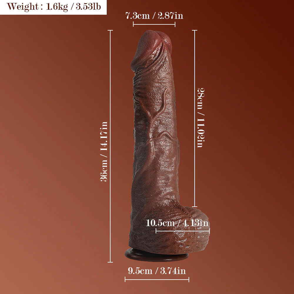 14 Inch Realistic Brown Giant Dildo with Textured Surface and Suction Base - Image 7
