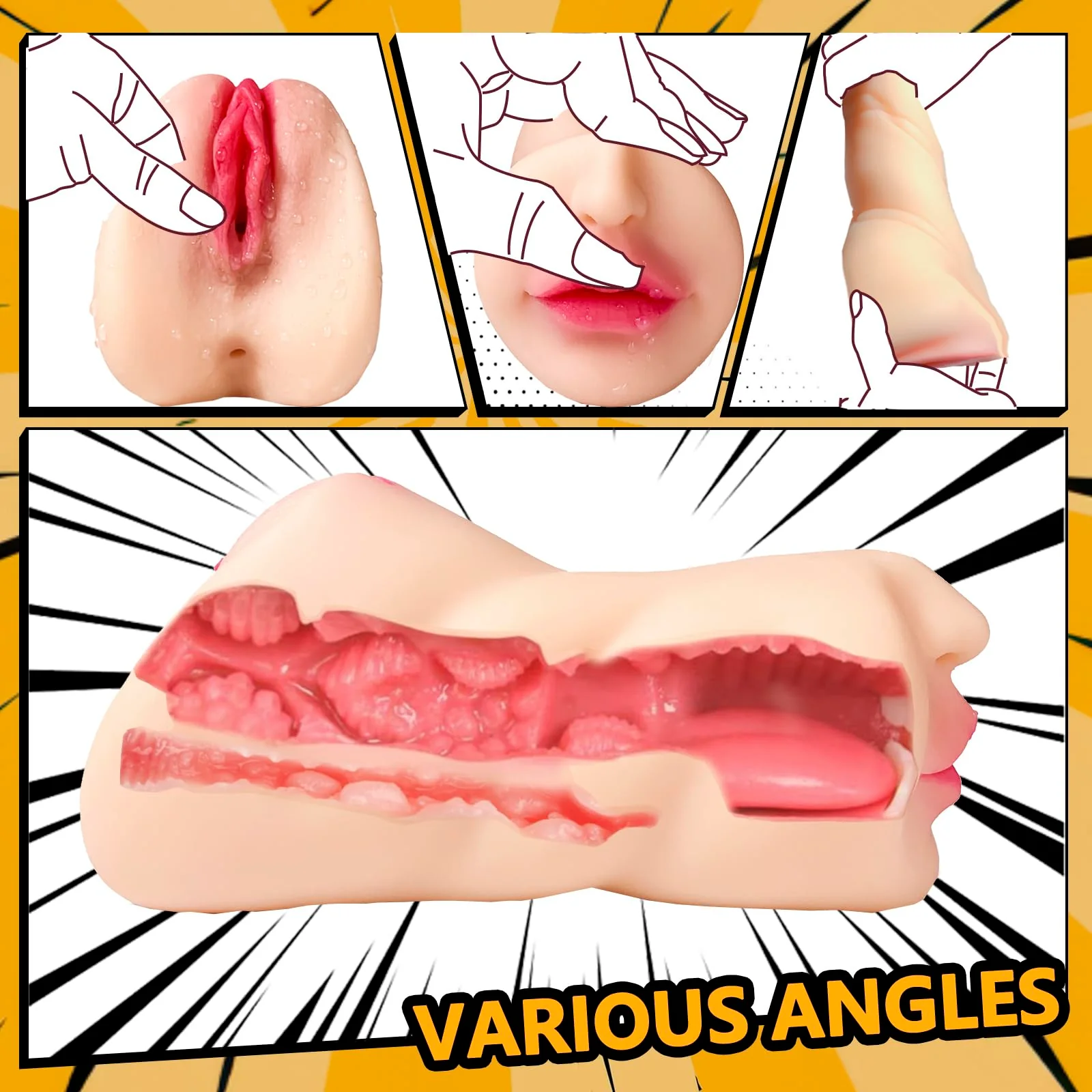 3-in-1 Realistic Male Masturbator with Lifelike Lips - Image 6