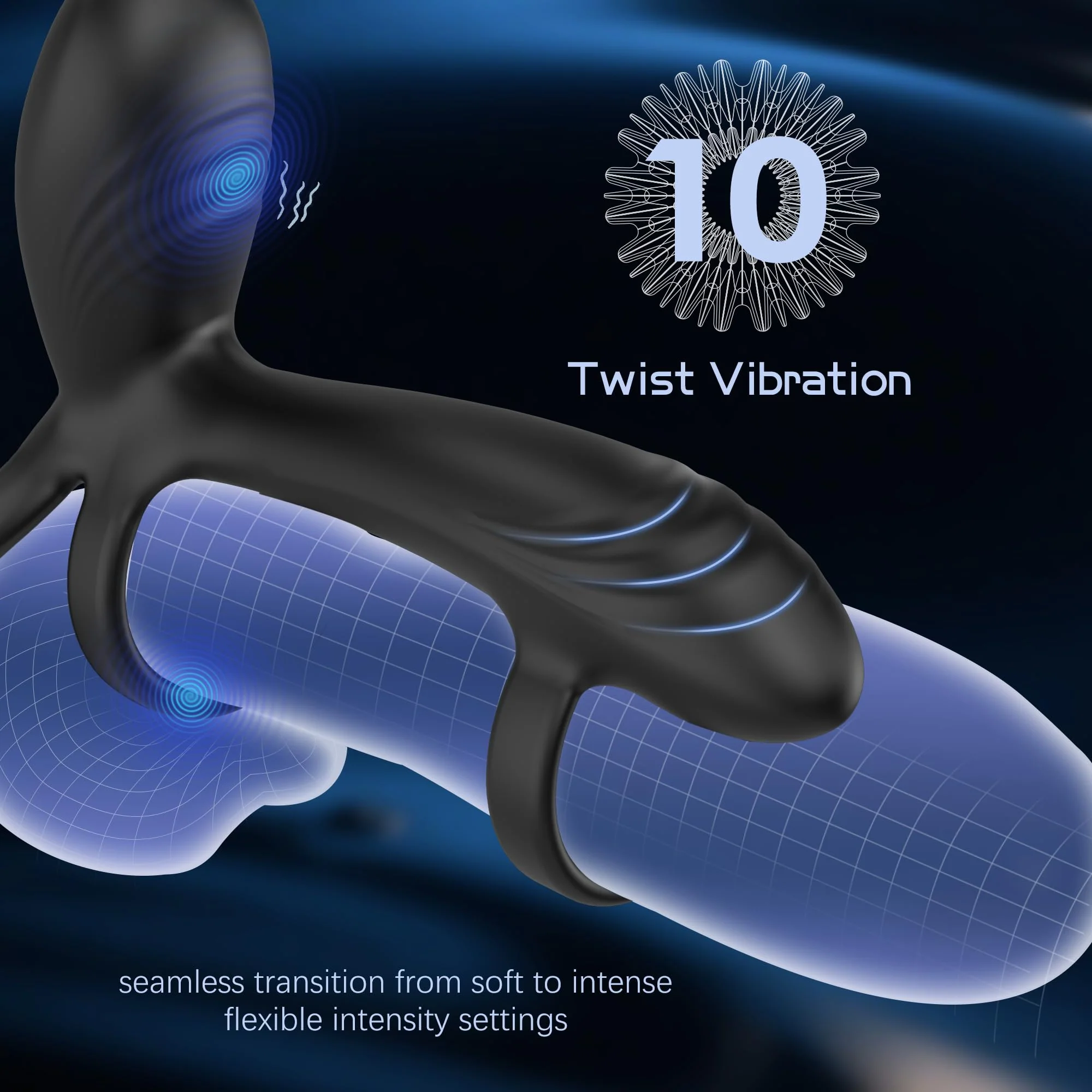 360° Twist Cock Ring – Penis & Testicle Stimulation, 10 Vibration Modes - Image 4