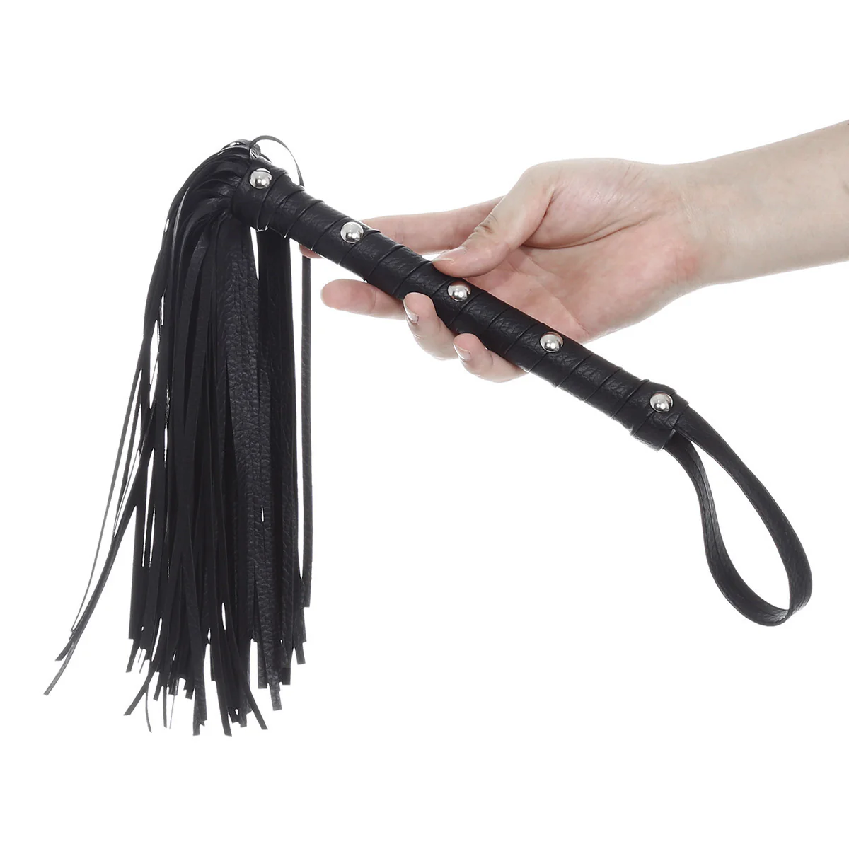 BDSM Leather Whip – Spiked Handle Flogger for Women & Couples - Image 3