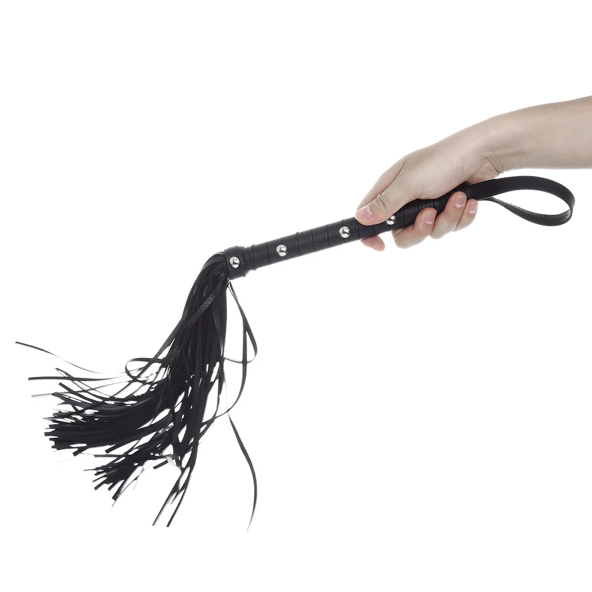 BDSM Leather Whip – Spiked Handle Flogger for Women & Couples - Image 4