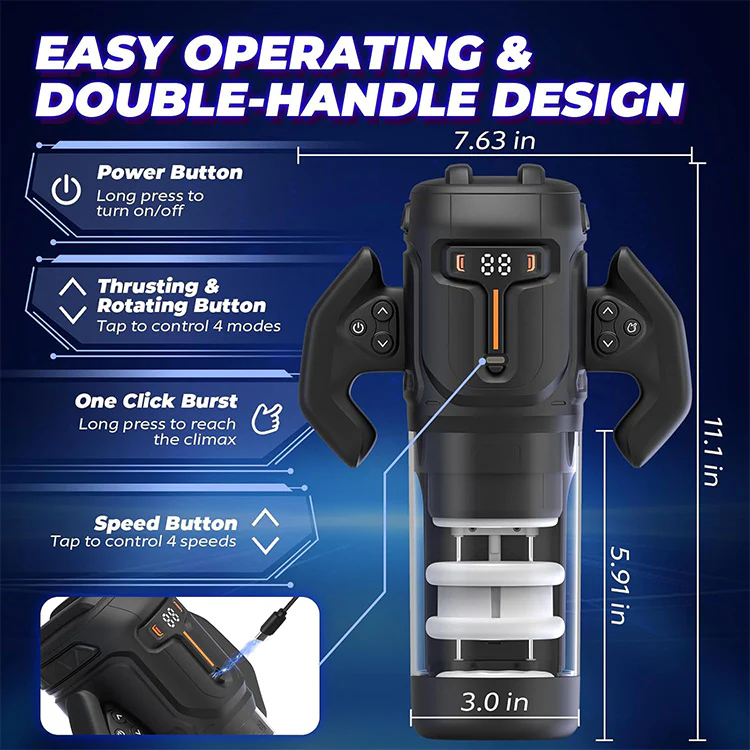 Dual-Action Thrusting & Rotating Male Masturbator - Image 7