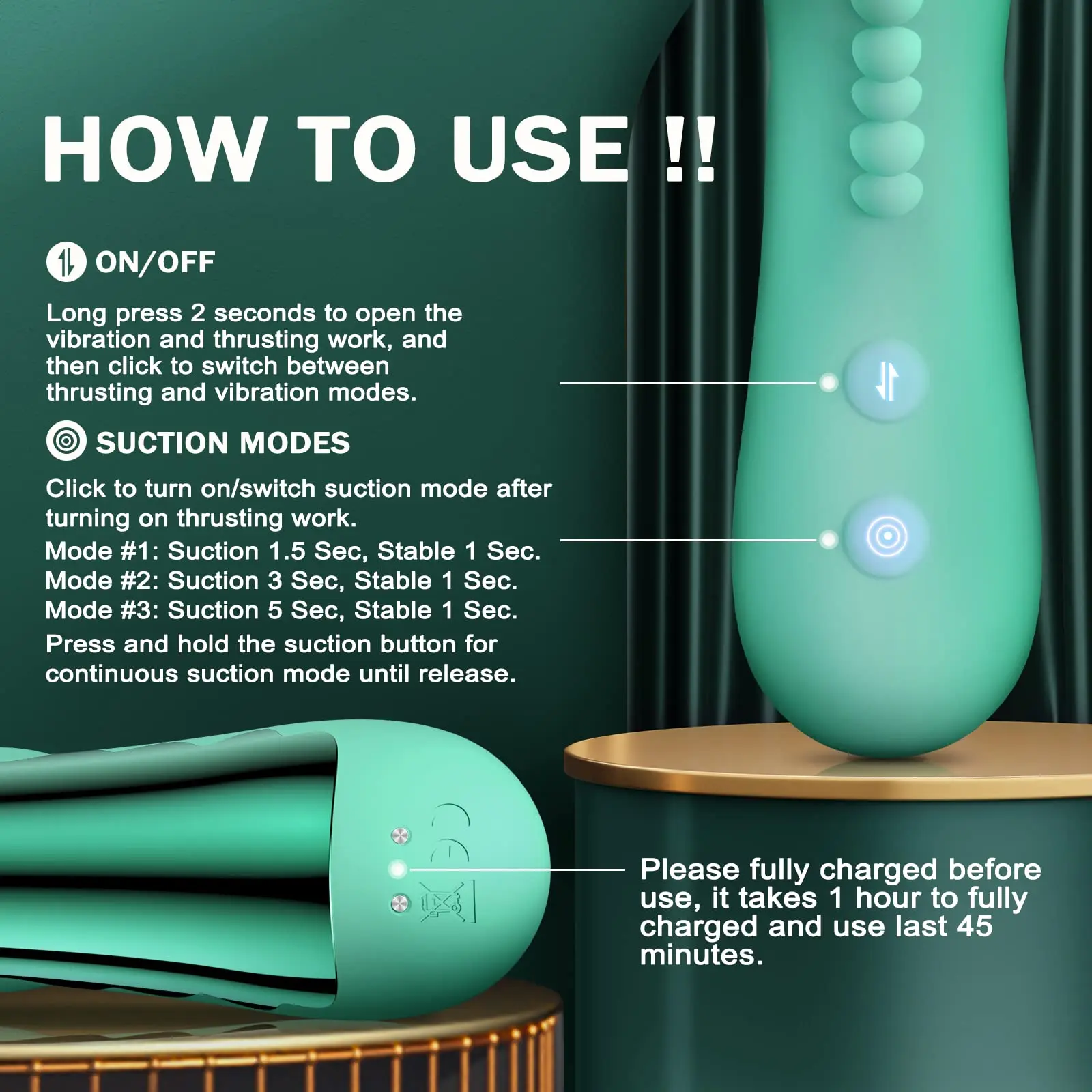 G-Spot Thrusting Vibrator with Suction and Vibration Functions - Image 5