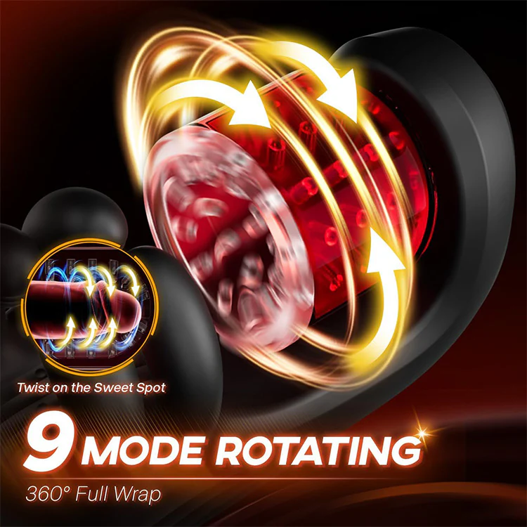 Male Masturbator Penis Massager – 360° Tongue Licking, 9 Rotation, Clamping & Vibration Modes - Image 3