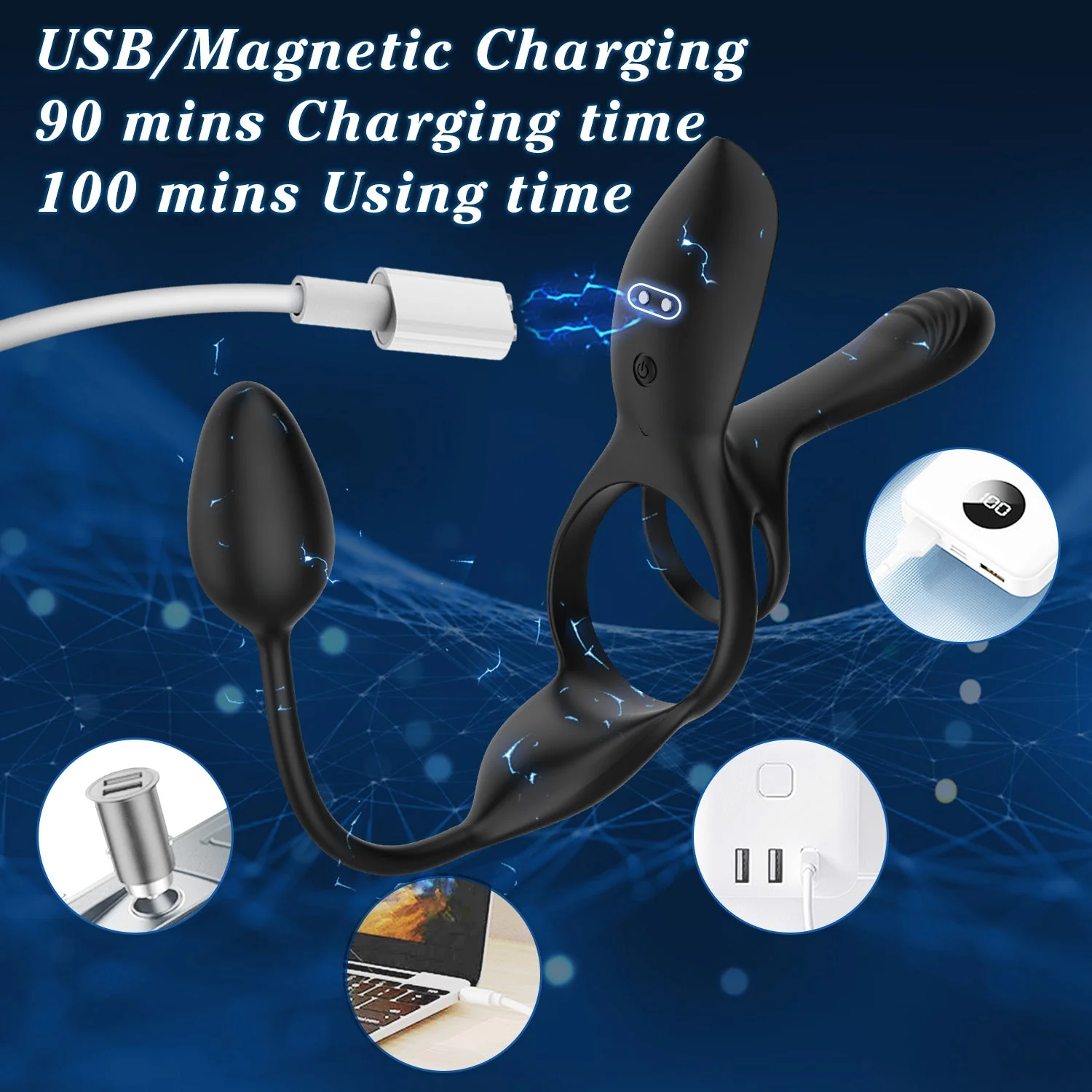 Cock Ring - Vibration & Anal Plug - Image 6