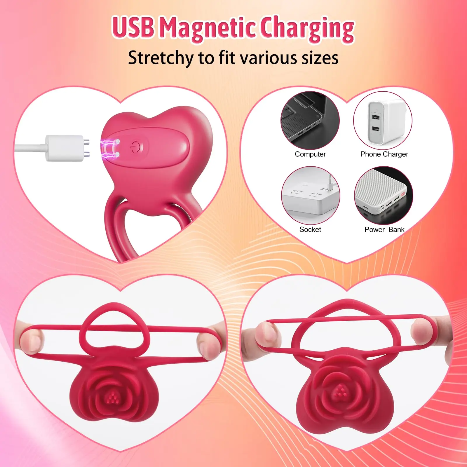 Pleasure-Boosting Vibrating Cock Ring with Rose Stimulation for Him & Her - Image 5