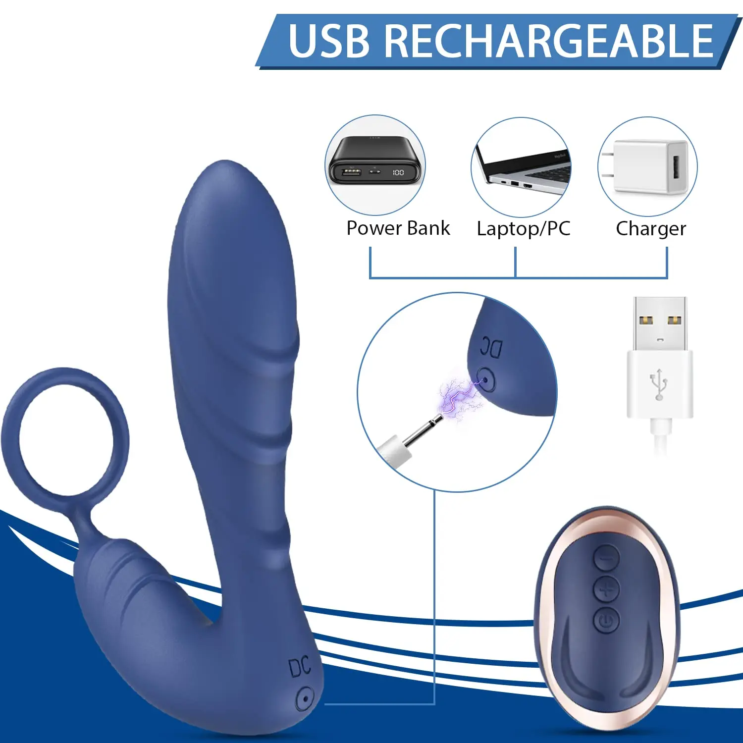 Prostate Vibrator with Cock Ring - Image 3