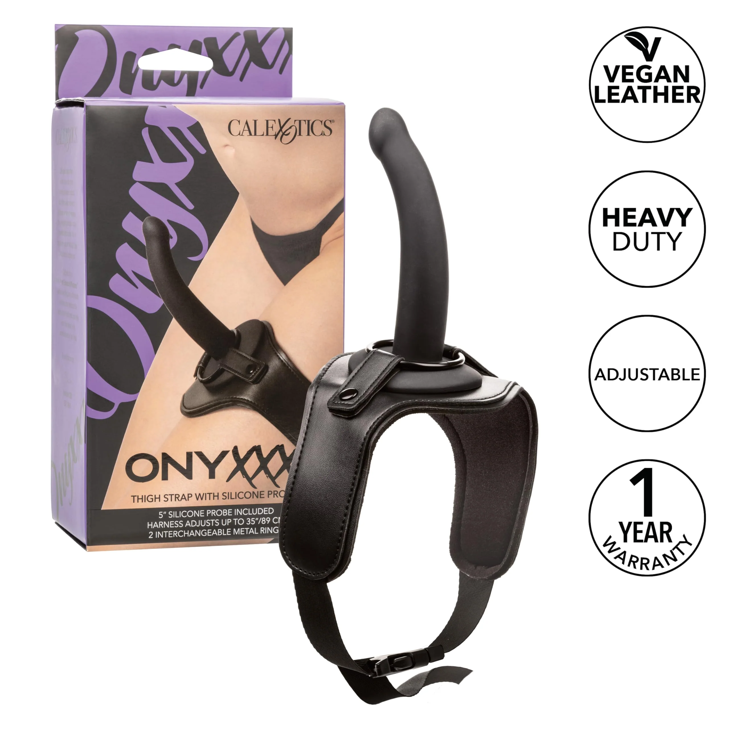 Thigh Strap – Silicone Probe 5", Adjustable, 2 Metal Rings - Image 4