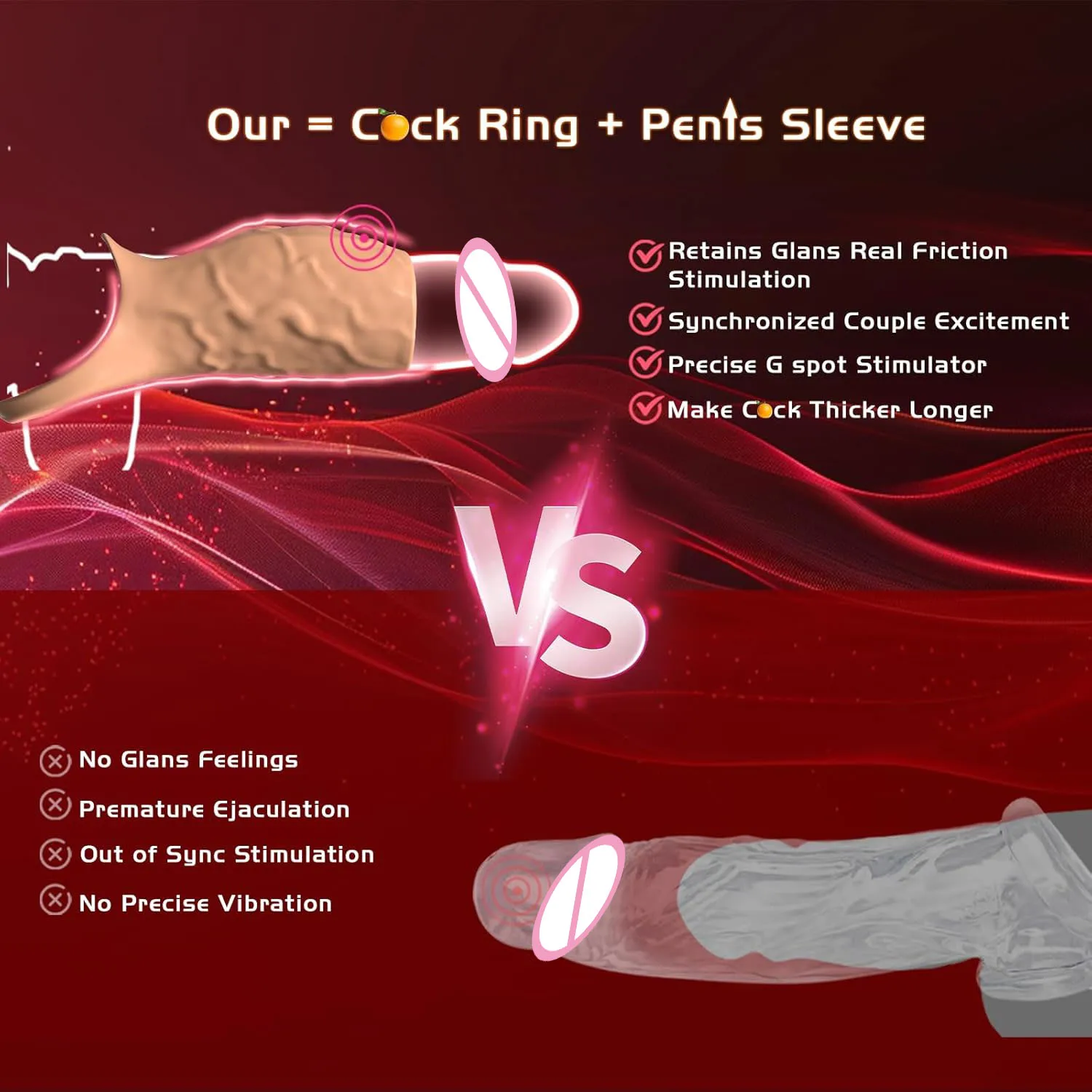 Vibrating Penis Sleeve Ring | G-Spot & Testicle Massage | Male Delay Ejaculation Toy - Image 3