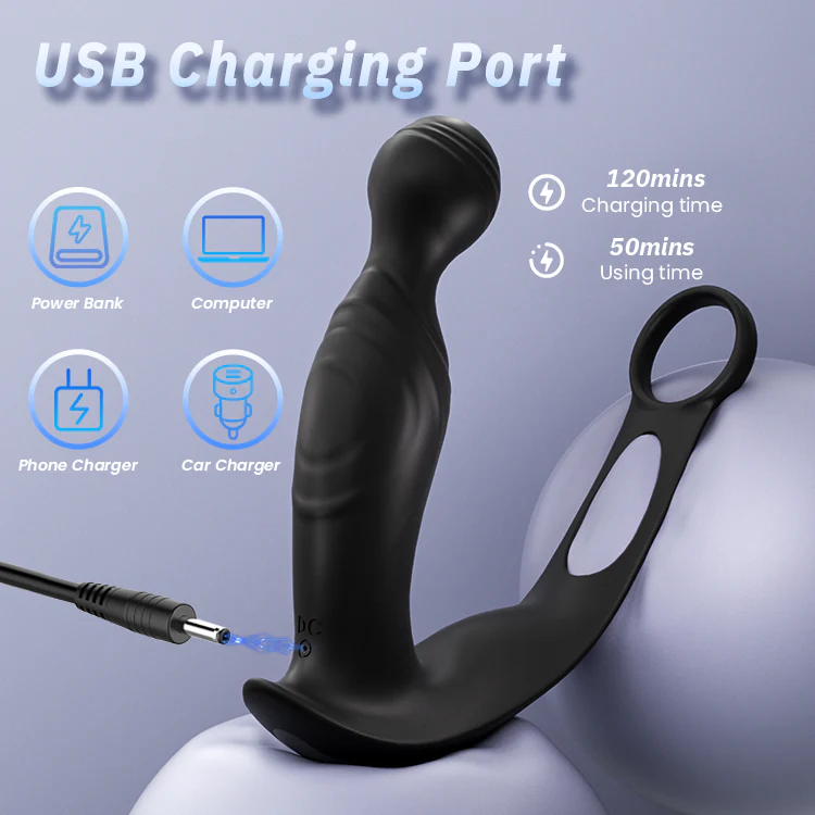 Vibrating Prostate Massager with Built-in Cock Ring for Enhanced Pleasure - Image 6
