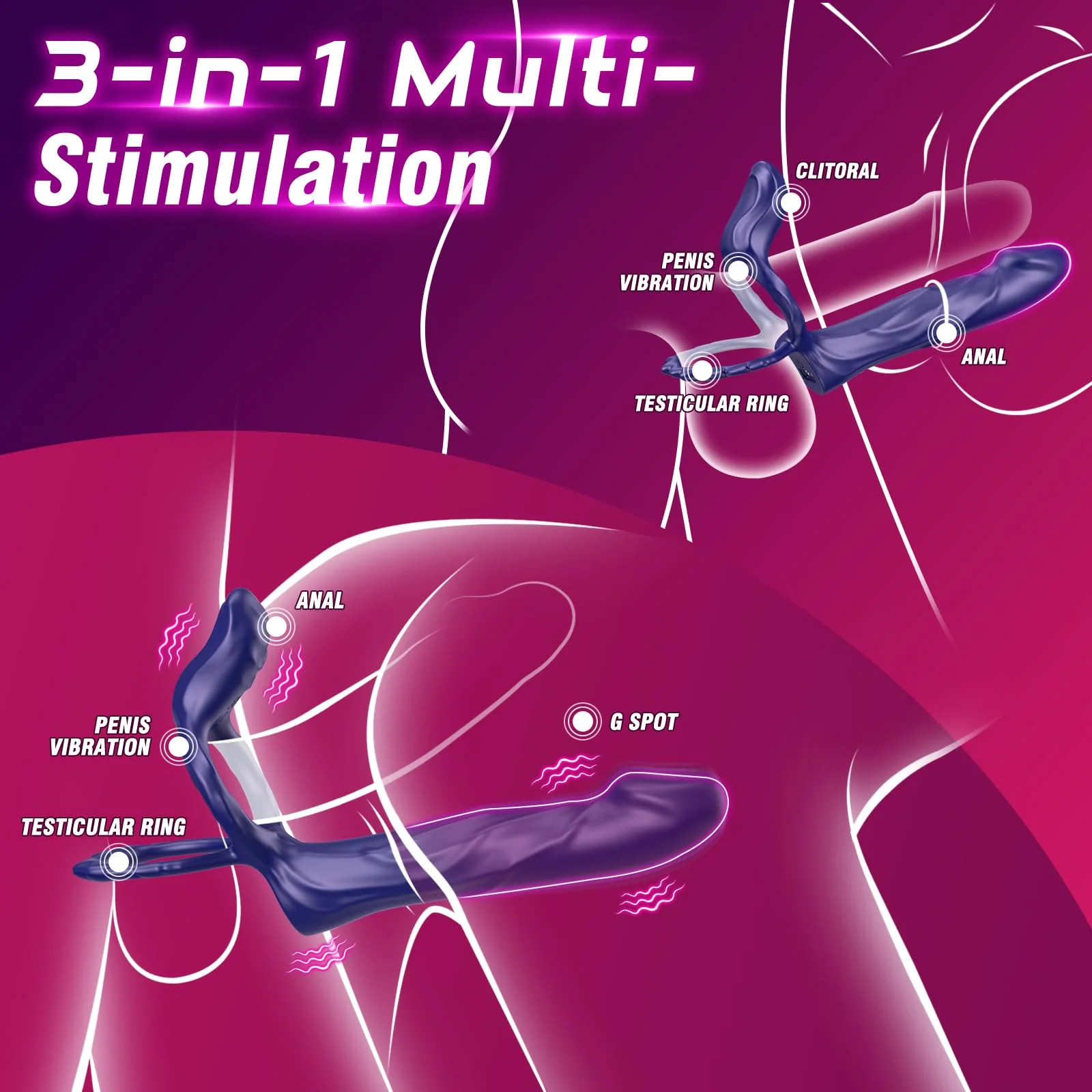 Vibrating Strap-On & Penis Sleeve – APP-Controlled Couples Sex Toy - Image 2