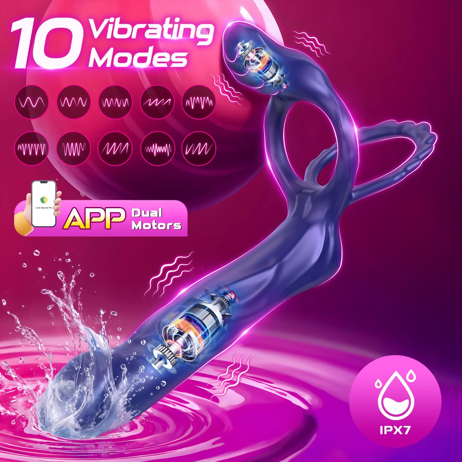 Vibrating Strap-On & Penis Sleeve – APP-Controlled Couples Sex Toy - Image 3