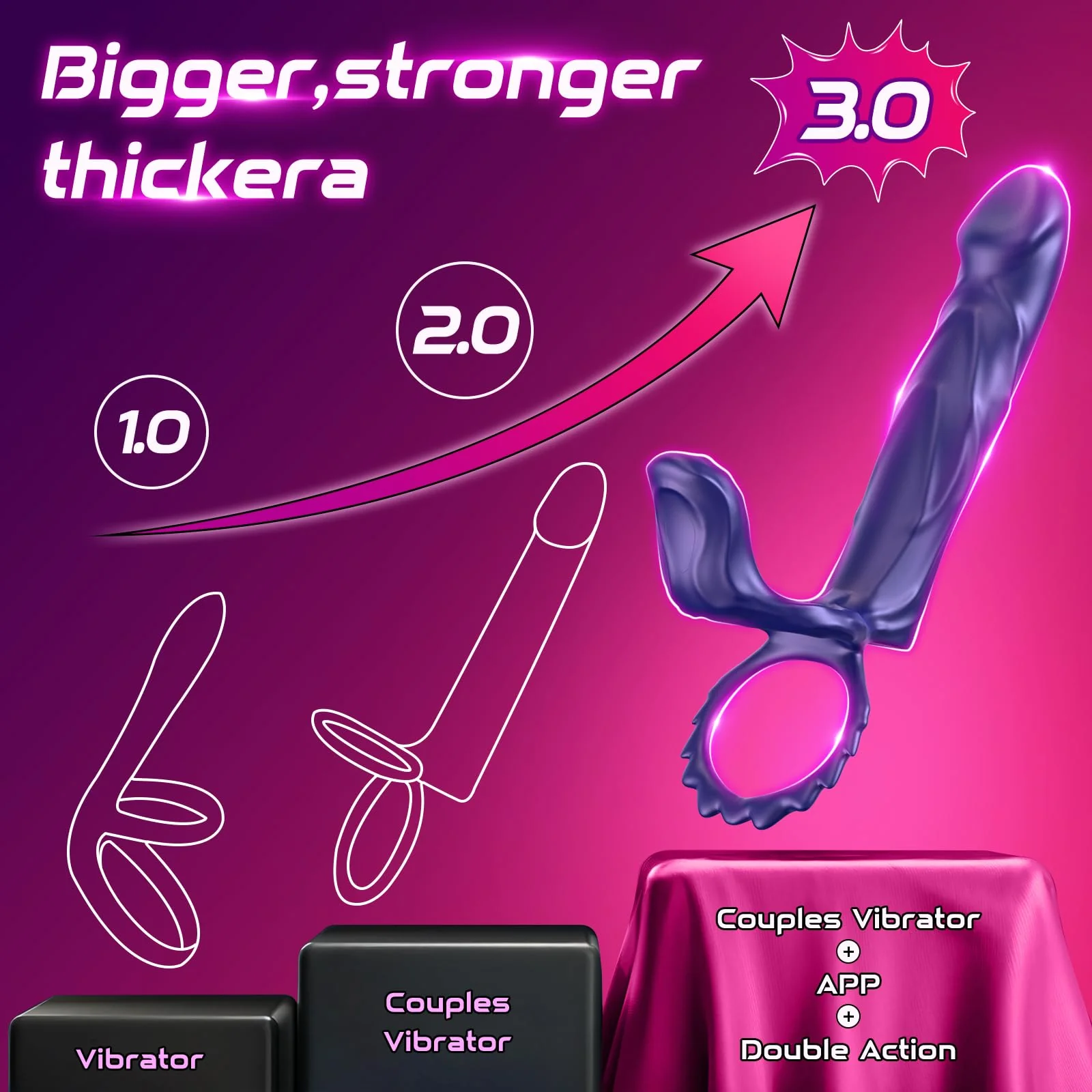 Vibrating Strap-On & Penis Sleeve – APP-Controlled Couples Sex Toy - Image 6
